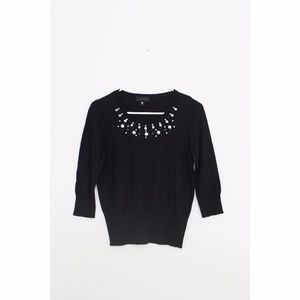 Worthington Black Embellished Sweater Sz MP